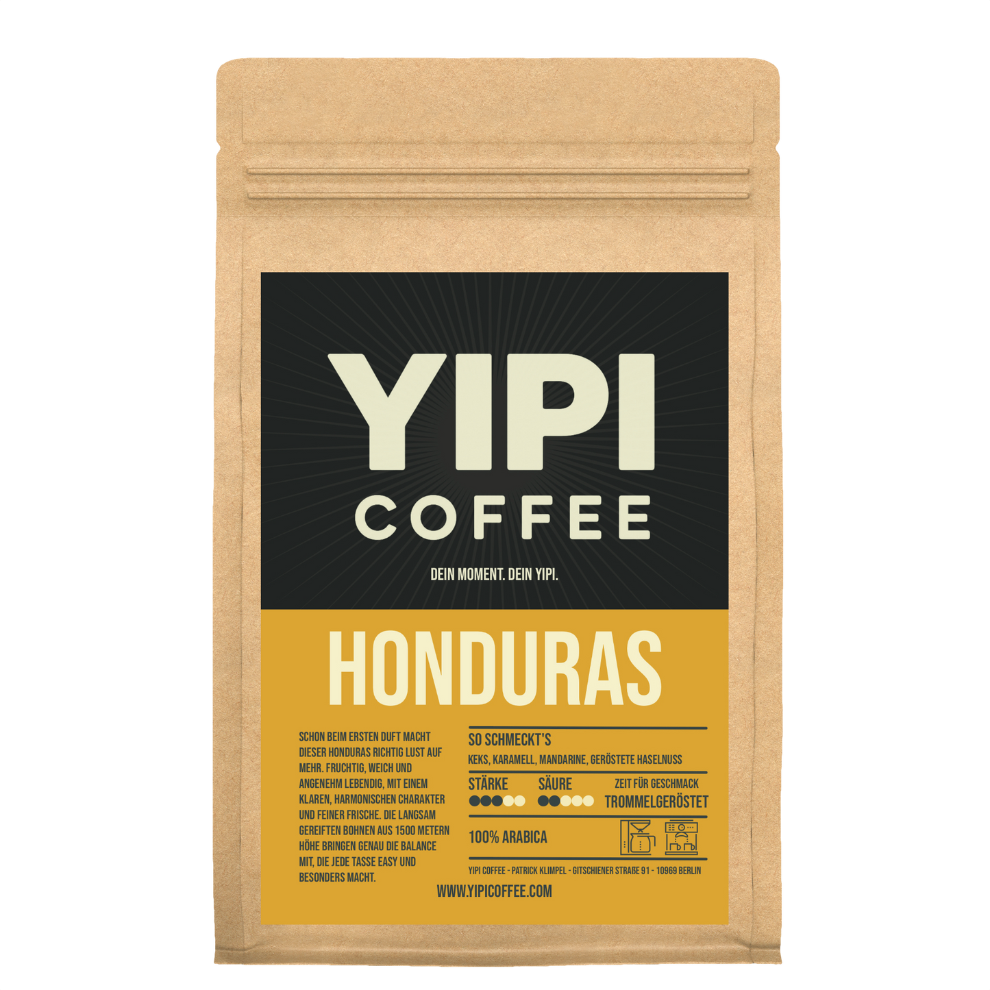 YIPI Coffee Honduras Kaffeepackung – ausgewogener Arabica Kaffee mit Karamell, Mandarine und Nougat